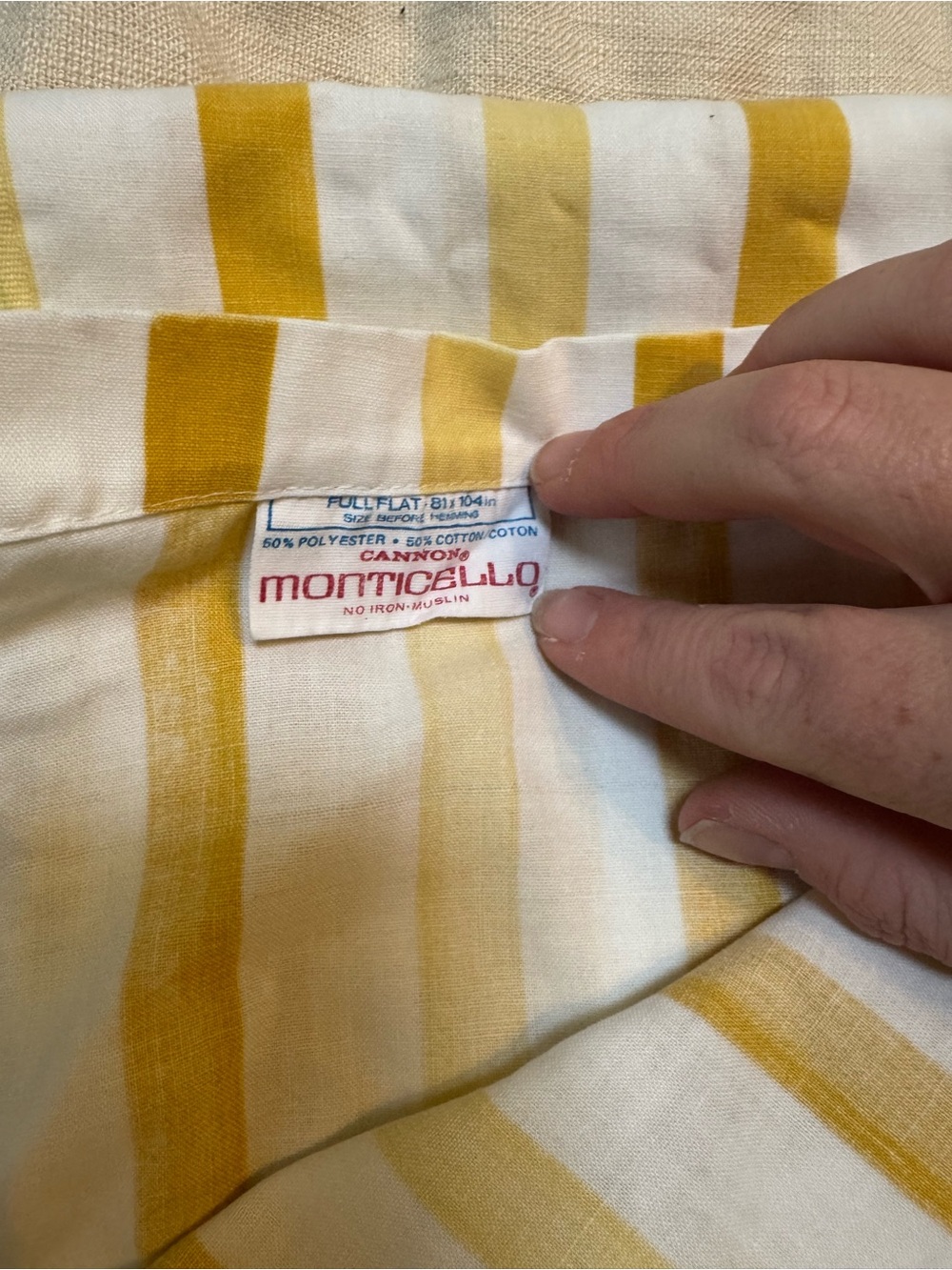 Monticello Yellow Stripe Cotton Blend bed sheet